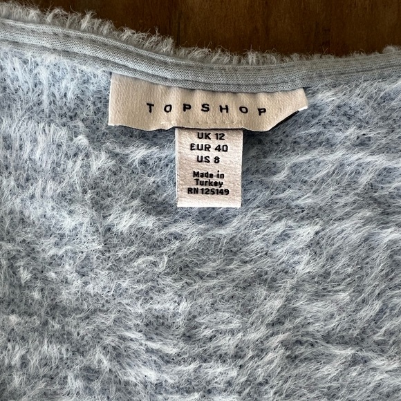 Topshop Light Blue Fuzzy Tie-Front Cardigan - Picture 2 of 6